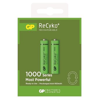 2 x R03/AAA GP ReCyko + 1000 Series 950mAh rechargeable batteries