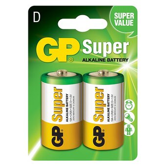 2 x GP Super Alkaline LR20/D Alkaline Battery