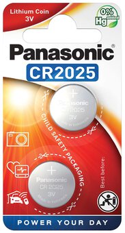 2 x Panasonic CR2025 mini Lithium battery