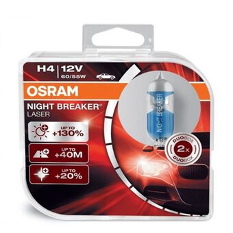 2x Osram H4 Night Breaker LASER + 130% światła (duo pack)