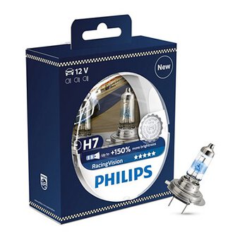 2x Philips H7 Racing Vision + 150%