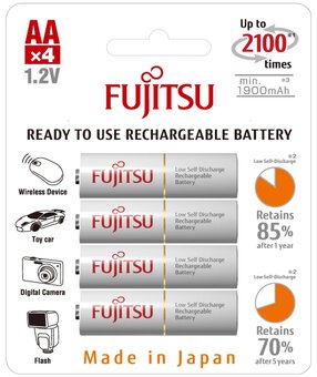 4 x Fujitsu R6/AA 2000mAh HR-3UTCEX Rechargeable batteries