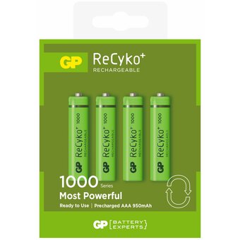 4 x R03/AAA GP ReCyko + 1000 Series 950mAh rechargeable batteries