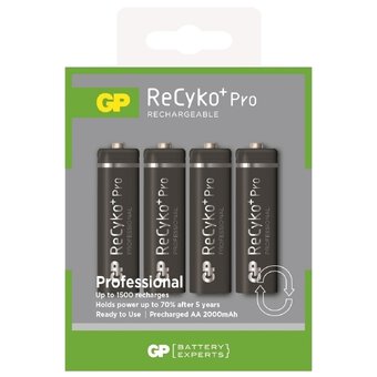 4 x R6/AA GP ReCyko + Pro Professional 2000mAh rechargeable Batteries