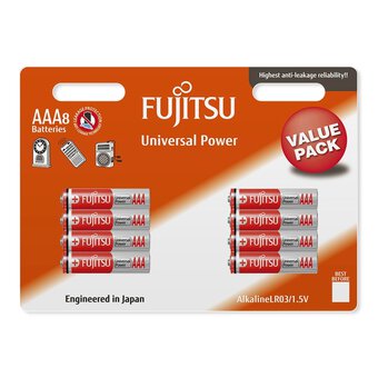 8 x Fujitsu Universal Power LR03 AAA Alkaline battery Blister