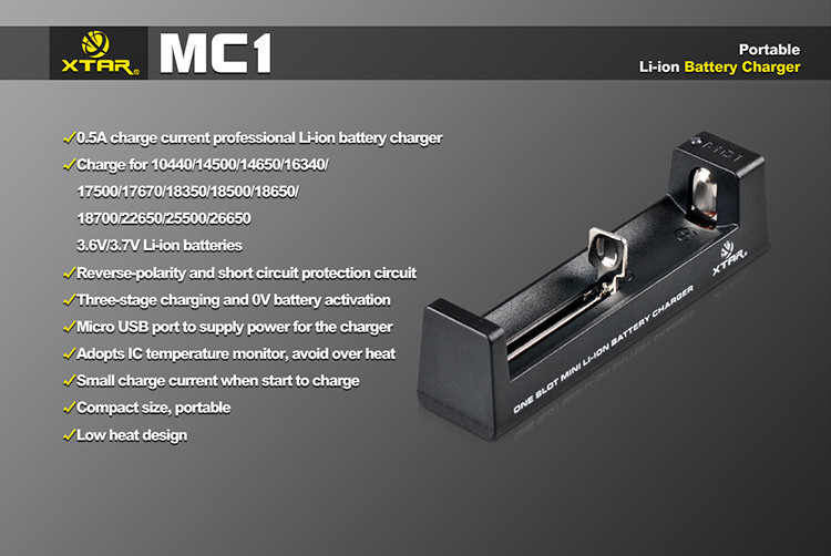 Laddare för Li-ion batterier  Xtar MC1 18650