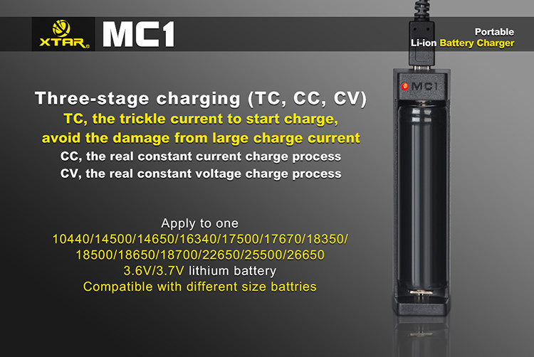 Laddare för Li-ion batterier  Xtar MC1 18650