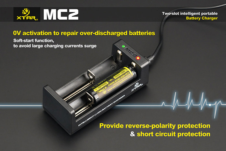 Chargeur MC2 XTAR - Chargeur double accus 18650, 20700, 21700