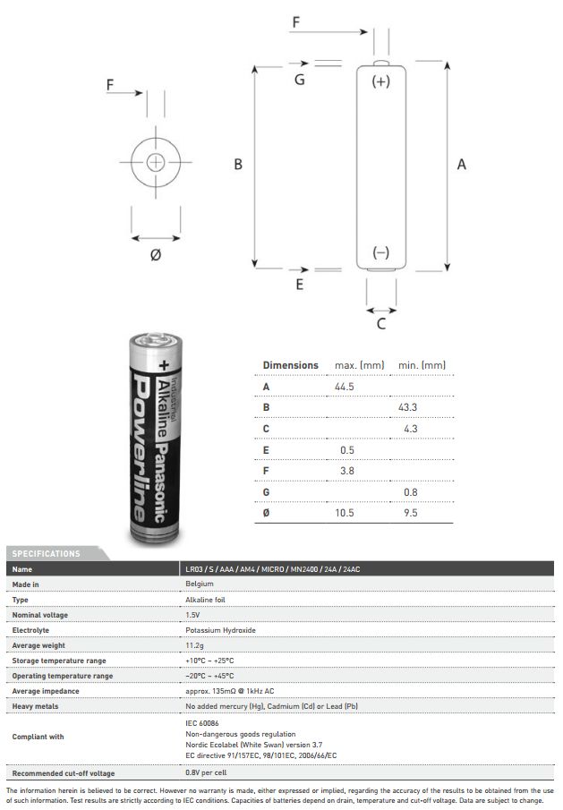 Batteries Guide by Panasonic - BSG Datasheet