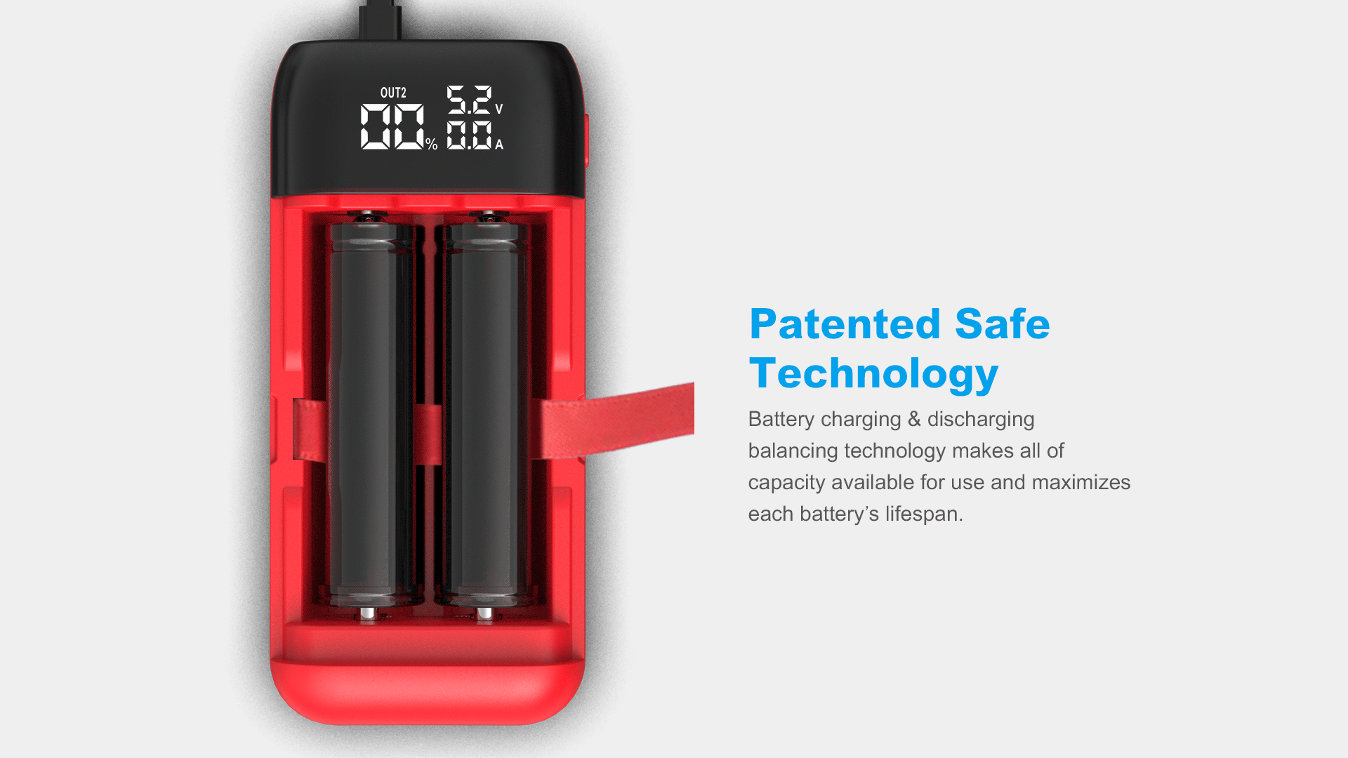 Laddare för Li-Ion batterier Xtar PB2S Röd