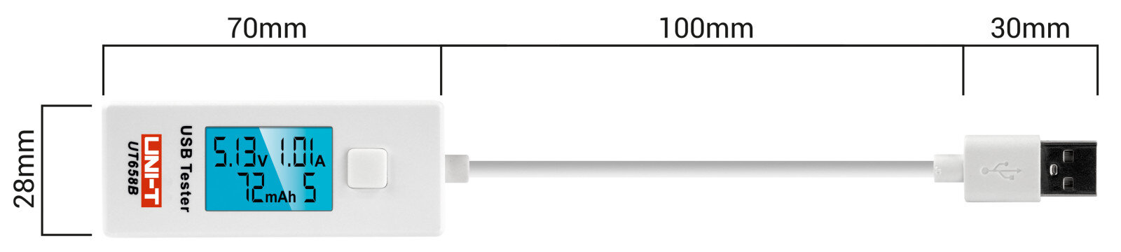 UT658B wymiary UT658B z kablem