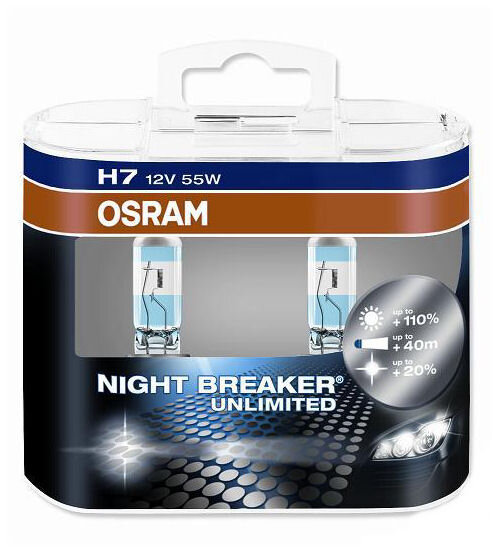 Baltrade.eu - B2B shop - 2x Osram H7 NightBreaker UNLIMITED + 110% światła  (duo pack)