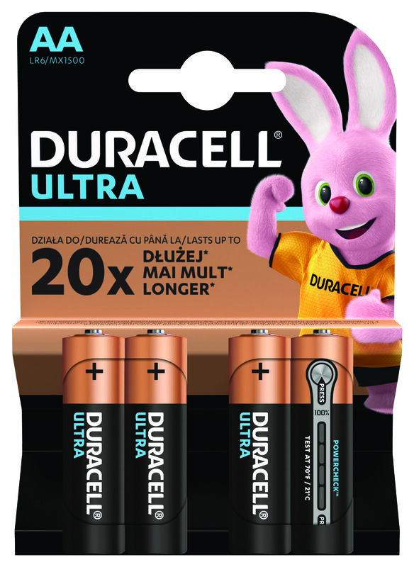 Duracell piles rechargeable Ultra, AA, blister 4 pièces