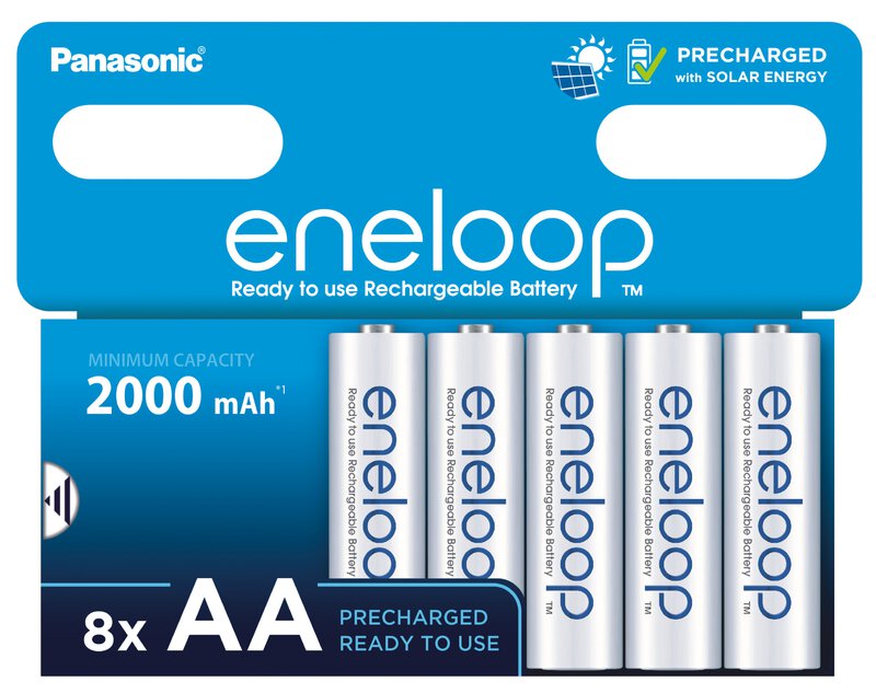 Panasonic Eneloop AA 2000mAh Rechargeable Batteries 8 Pack BK-MCDE/8BE
