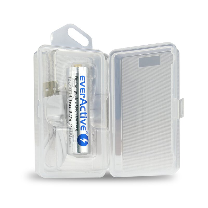 Baltrade.eu - B2B shop - everActive 18650 3.7V Li-ion 2600mAh micro USB  battery with BOX protection