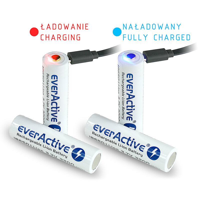 everActive 18650 3.7V Li-ion 3200mAh micro USB battery with BOX protection