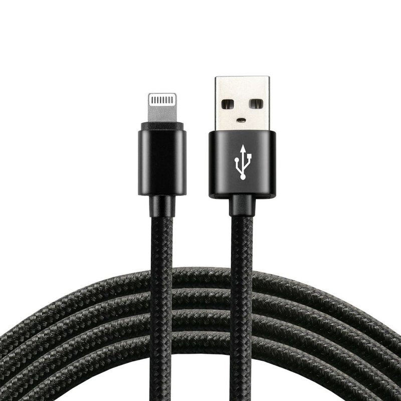 - B2B shop - USB braided cable - Lightning / iPhone everActive   30cm with support for fast charging up to  black