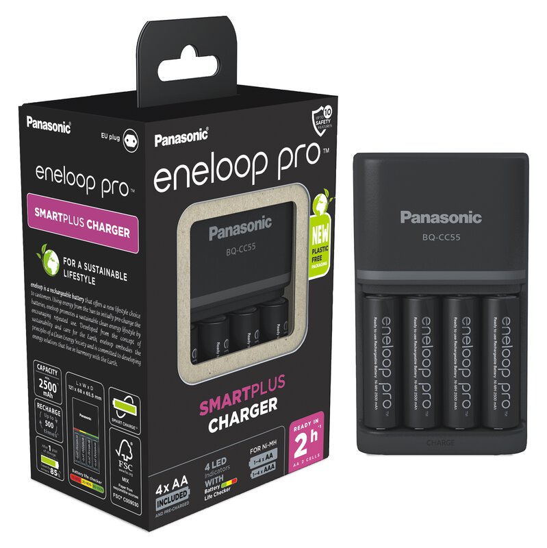 Baltrade.eu - shop - battery charger Eneloop BQ-CC55 + 4 x R6/AA Eneloop PRO 2500mAh BK-3HCDE EKO