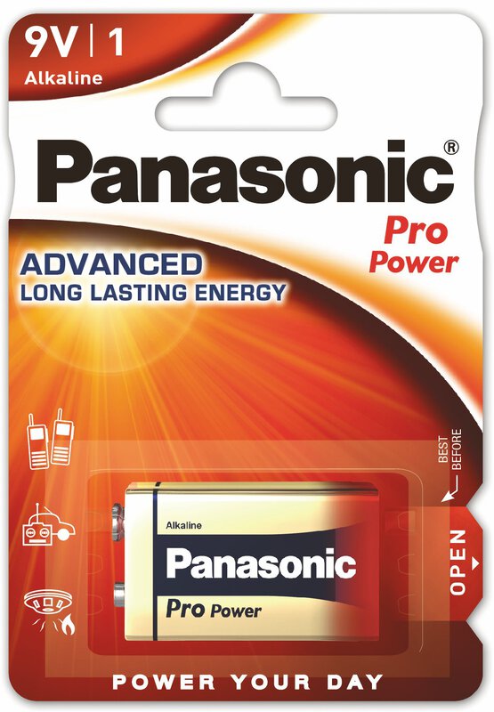 6LR61 Batterie 2 x Panasonic Pro Power Alkaline 9V Block 