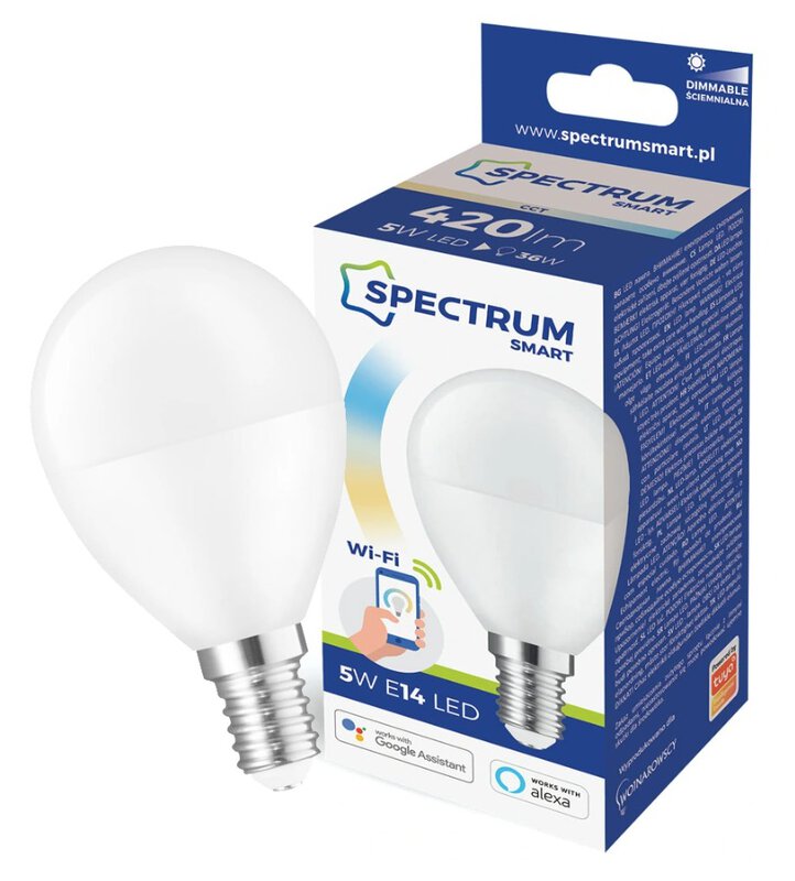 Baltrade.eu - B2B shop - LED bulb 5W E14 Dimmable WiFi Spectrum SMART CCT
