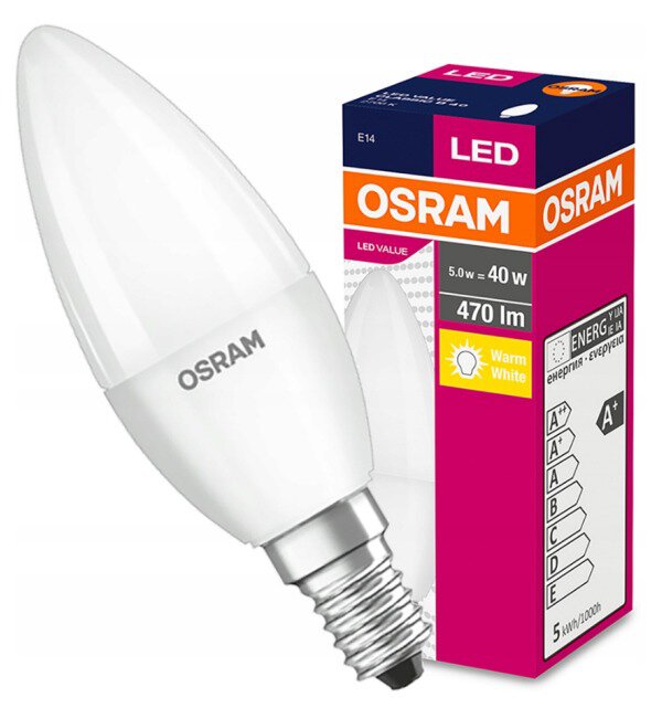 Baltrade.eu - B2B shop - LED bulb OSRAM Candle E14 5.5W VALUE CLASSIC B White Heat 2700k