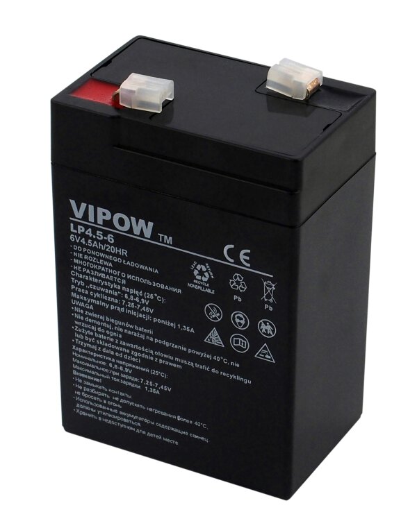 VIPOW Lead Battery 6 V 4 Ah Lead Acid Battery Gelakku 