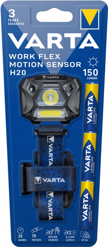 Baltrade.eu - B2B shop - LED headlight, front control Varta WORK FLEX MOTION  SENSOR H20 3W 3AAA 18648