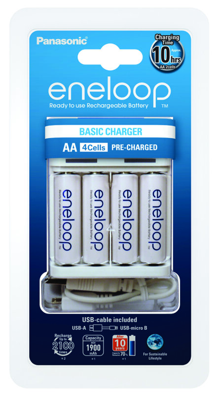 Eneloop AA Charger with 4 x AA Batteries