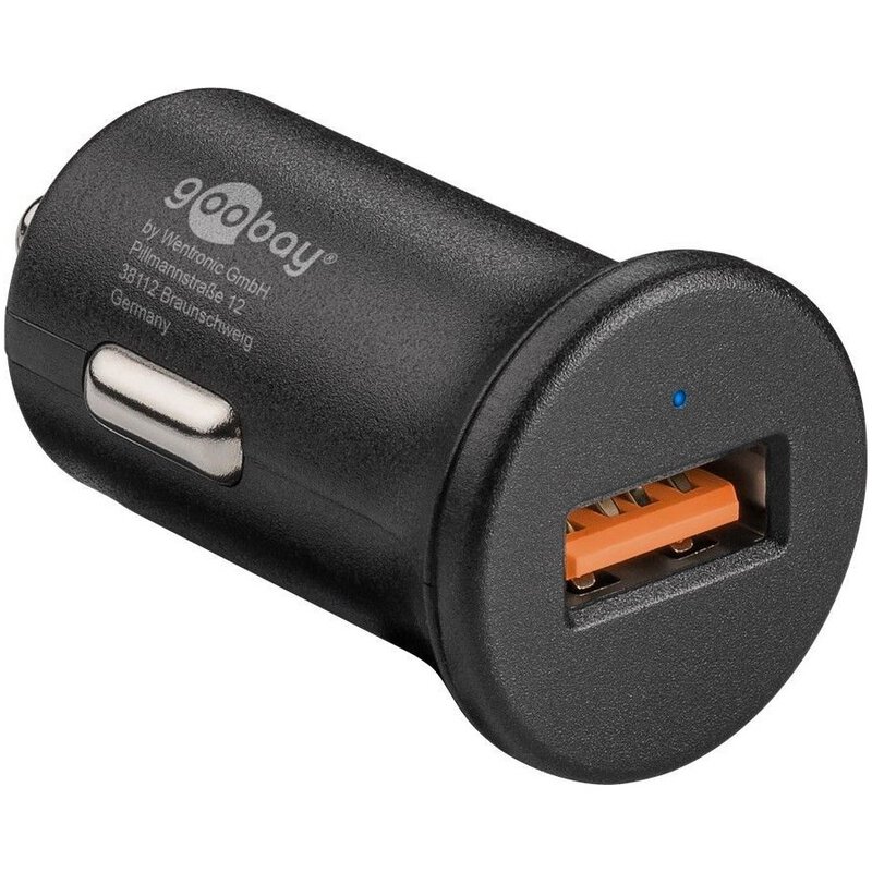Chargeur allume-cigare avec connecteur mini USB coudé, 1A