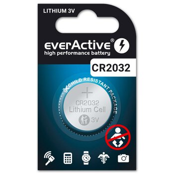 1 x lithium battery mini everActive CR2032
