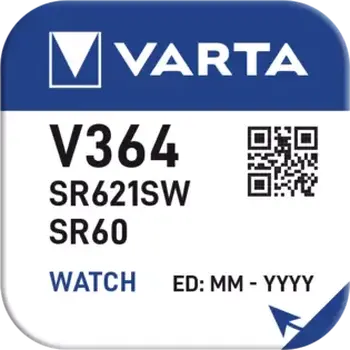 1 x silver battery (watch) 364 VARTA (SR621SW) Bat. 1 x silver battery (watch) 364 VARTA (SR621SW) Bat.