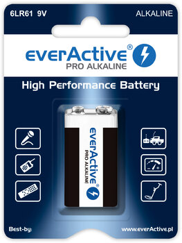 everActive Pro Alkaline 6LR61 9V Alkaline Battery - 10 Pieces