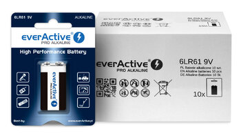 everActive Pro Alkaline 6LR61 9V Alkaline Battery - 10 Pieces