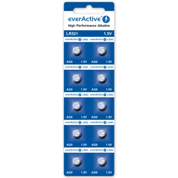 10 x alkaline battery mini everActive AG0 G0 LR521 LR63