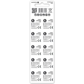 10 x alkaline battery mini everActive AG0 G0 LR521 LR63