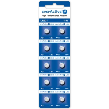 10 x alkaline mini battery everActive AG1 G1 LR621 LR60