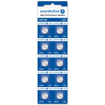 10 x alkaline mini battery everActive AG10 G10 LR1130 LR54