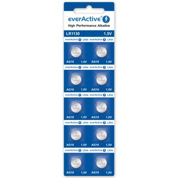 10 x alkaline mini battery everActive AG10 G10 LR1130 LR54