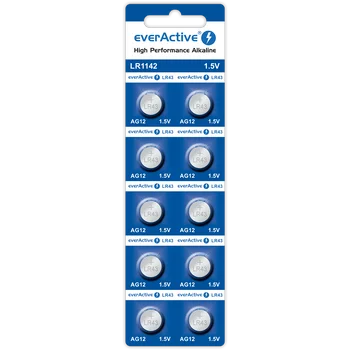 10 x alkaline battery mini everActive AG12 G12 LR1142 LR43