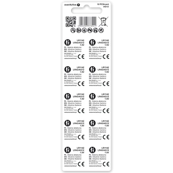 10 x alkaline battery mini everActive AG12 G12 LR1142 LR43