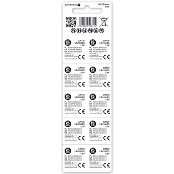 10 x alkaline mini everActive AG3 G3 LR736 LR41 battery