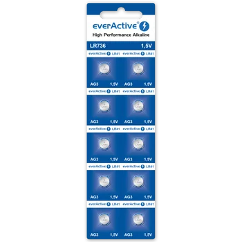 10 x alkaline mini everActive AG3 G3 LR736 LR41 battery