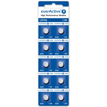 10 x alkaline mini everActive AG5 G5 LR754 LR48 battery