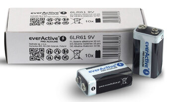 10 x alkaline batteries everActive Pro 6LR61 / 6LF22 9V (carton/shrink)