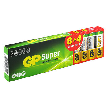 12 x GP Super Alkaline LR6 / AA Alkaline Battery