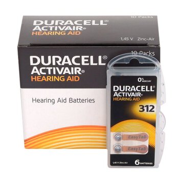 300 x Duracell ActivAir 312 hearing aid batteries