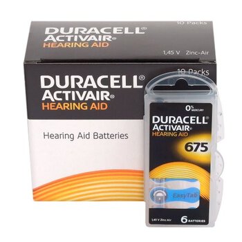 120 x Duracell ActivAir 675 hearing aid batteries