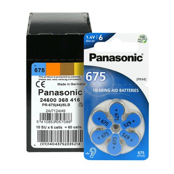 120 x Panasonic 675 / PR675 / PR44 hearing aid batteries