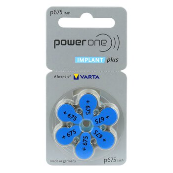 120 x Power One Implant Plus 675 hearing aid batteries