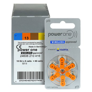 120 x Power One Varta 13 hearing aid batteries